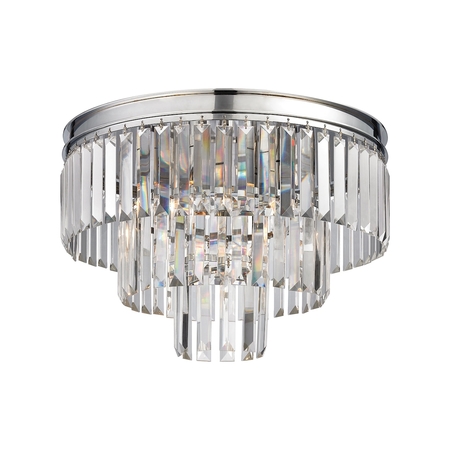 ELK LIGHTING Palacial 3-Light Semi Flush in Polished Chrome with Clear Crystal 15215/3